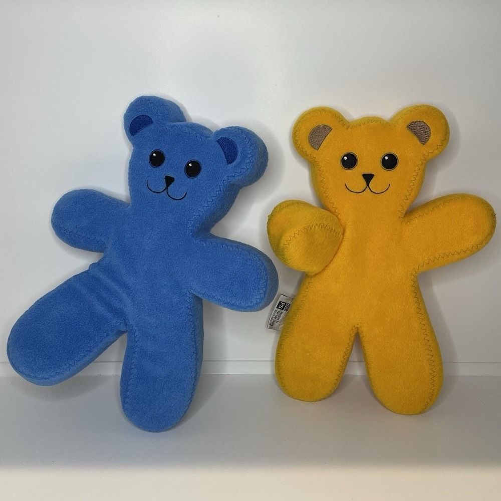 Ikea Brum Unicef Poseable Bendable Teddy bear‎ plush 13" Lot Of 2 Blue Yellow